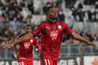 François Kamano avec le maillot des Girondins de Bordeaux, en novembre 2018 lors d’un match de Ligue Europa. © Bob Edme/AP/SIPA
