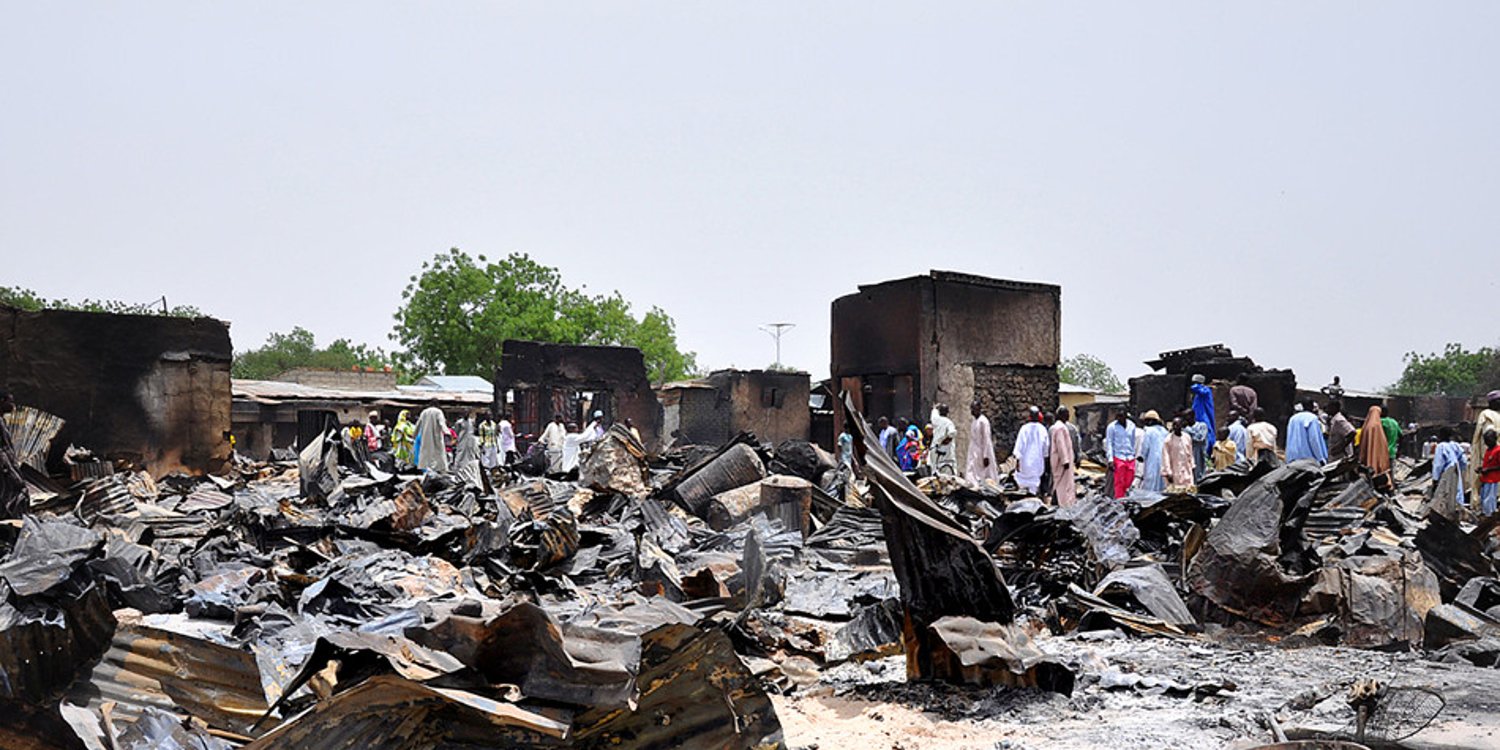 La ville nigériane de Gambaru, réduite en cendres par les islamistes en mai 2014. © Jossy Ola/AP PHOTO