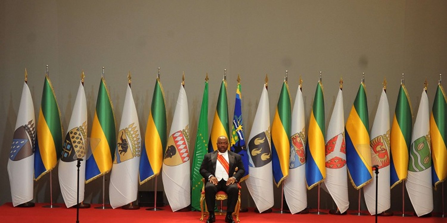 Le président gabonais Ali Bongo Ondimba lors de son investiture pour un second mandat de sept ans, à Libreville, le 27 septembre 2016. © Jeremi Mba/AP/SIPA