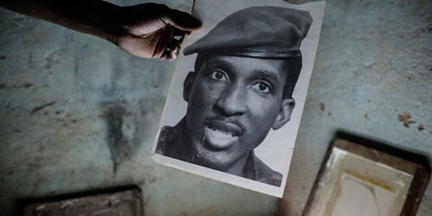 Détail d’une sérigraphie à l’effigie de Thomas Sankara. © Photo : Sophie Garcia / HansLucas