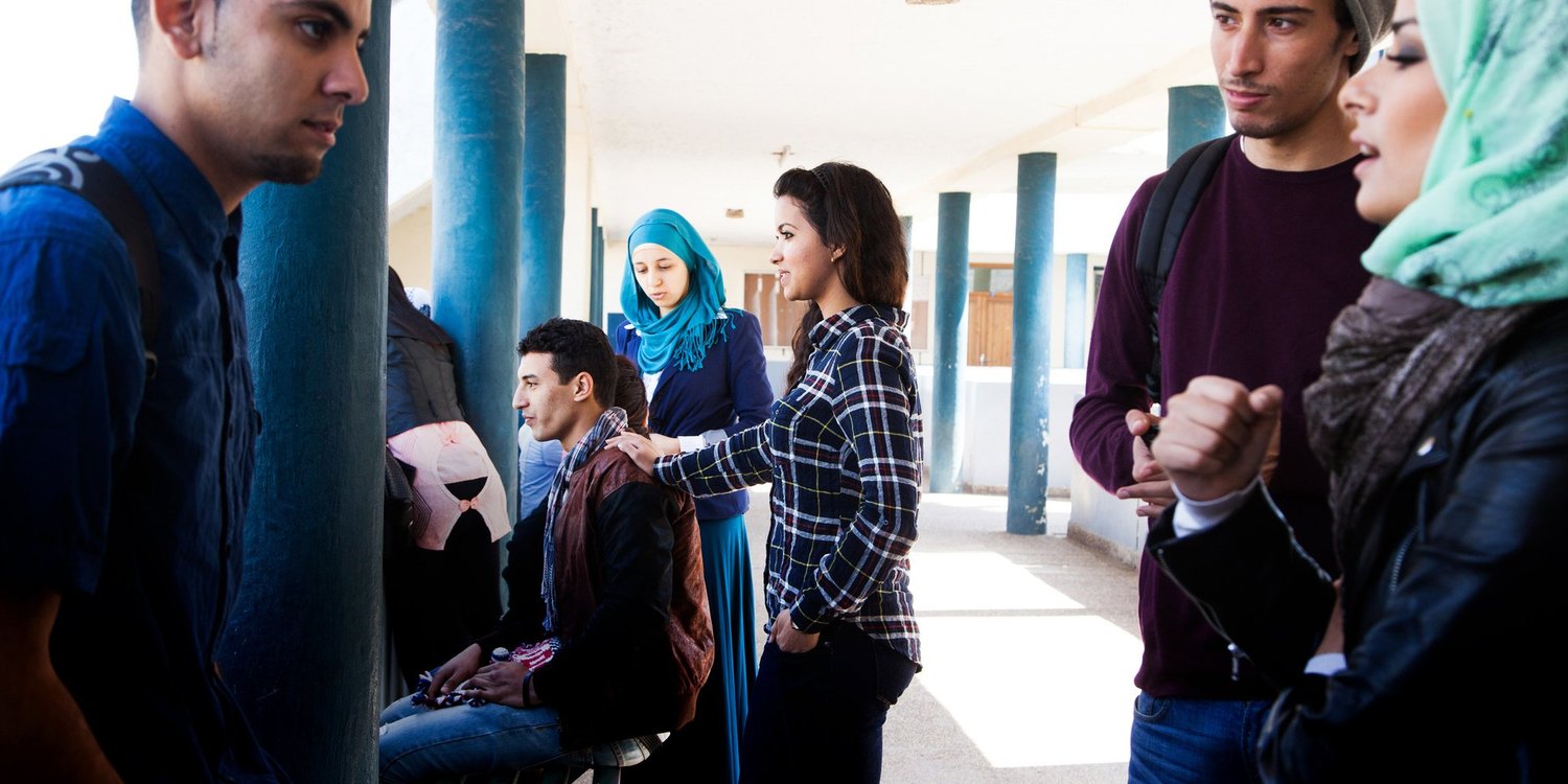 Étudiants de la faculté Ben M’sik de Casablanca. © Camille Millerand/Divergence