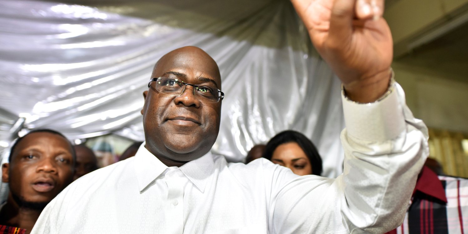 Félix Tshisekedi, quelques instants après la proclamation de sa victoire par la Ceni, dans la nuit du 9 au 10 janvier 2019. © REUTERS/Olivia Acland