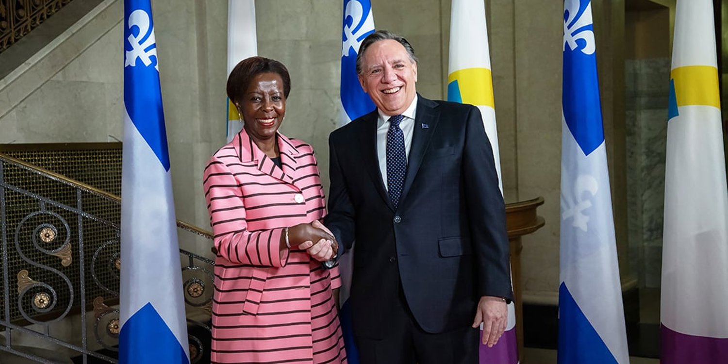 Louise Mushikiwabo (OIF), et le Premier ministre québécois, François Legault, à Québec, le 11 juin 2019. © Emilie Nadeau