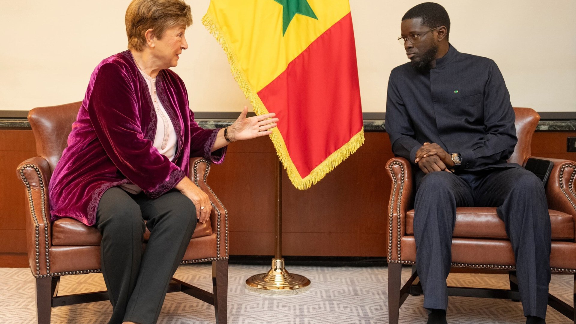 Managing Director Kristalina Georgieva meets with Senegal’s president Bassirou Diomaye Fayeat in Washington on September 25, 2024.