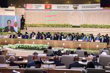 Ouverture de la Ticad 8 à Tunis, le 27 août 2022, en présence de chefs d’État africains et du Premier ministre japonais en visioconférence. © Yassine Mahjoub/Shutterstock/SIPA