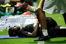 L’attaquant camerounais Vincent Aboubakar lors d’une séance d’entraînement, à Bouaké, le 22 janvier 2024. © Kenzo TRIBOUILLARD / AFP