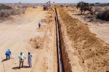 Chantier de construction du pipeline d’exportation de pétrole du Niger vers le Bénin, en 2023. © Présidence du Niger.