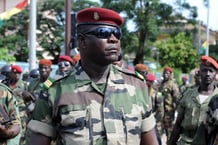 Claude Pivi, connu sous le nom de Coplan, le 2 octobre 2009 à Conakry. © SEYLLOU DIALLO / AFP