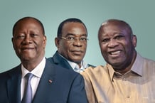 (De g. à dr.) Alassane Ouattara, Pascal Affi N’Guessan, Laurent Gbagbo. © Montage JA: Issam Zejly pour JA – Issouf SANOGO / AFP