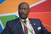 George Elombi lors du 2e Forum économique et humanitaire Russie- Afrique, à Saint-Pétersbourg, le 28 juillet 2023. © Alexandr Kryazhev/SPUTNIK/SIPA