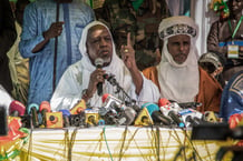 L’imam Mahmoud Dicko lors d’un rassemblement à Bamako, au Mali, le 28 novembre 2021. © FLORENT VERGNES / AFP