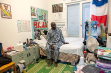 Le Malien Brahima Diarra dans la résidence Bara, à Montreuil, le 3 avril 2024. © YVES FORESTIER/ pour JA