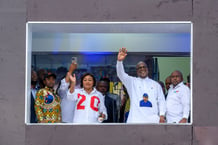 Le couple présidentiel congolais, le 31 décembre 2023 à Kinshasa. © ARSENE MPIANA/AFP