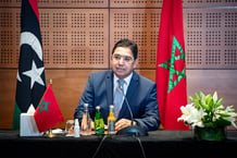 Nasser Bourita, ministre marocain des affaires étrangères et de la coopération internationale, lors des négociations menées à Bouznika en 2020. © FADEL SENNA / AFP