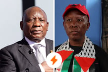 Cyril Ramaphosa (g.) et Julius Malema. © Montage JA : KIM LUDBROOK/Pool via REUTERS ; Alet Pretorius/REUTERS