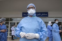 Dans un hôpital, à Salé, au nord de Rabat, le 12 avril 2020. © FADEL SENNA / AFP