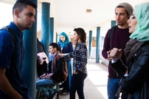 Étudiants de la Faculté des lettres et sciences humaines Ben M’sik, à Casablanca. © Camille Millerand/Divergence