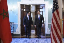 Le secrétaire d’État américain, Marco Rubio, a rencontré le ministre marocain des Affaires étrangères, Nasser Bourita, le 8 avril 2025 au Treaty Room/DoS, à Washington DC, États-Unis. © Lenin Nolly/Sipa Press