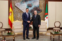 Rencontre entre le Premier ministre espagnol, Pedro Sánchez (à g.), et le président algérien, Abdelmadjid Tebboune, à Alger, le 20 juillet 2026.