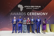 Les lauréats des Africa CEO Forum Awards, au Convention Center de Kigali le 16 mai 2024. © Élodie Martial/ACF