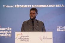 Discours du président sénégalais Bassirou Diomaye Faye à l’occasion de la cérémonie d’ouverture du dialogue national sur la réforme et la modernisation de la justice, le 28 mai. © Présidence du Sénégal.