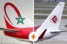 Les logos de la Royal Air Maroc et d’Air Algérie. © MONTAGE JA: Laurent GRANDGUILLOT/REA. REUTERS/Emmanuel Foudrot