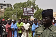 Manifestation à Niamey contre la présence de soldats américains au Niger, en avril 2024. © Photo by AFP.
