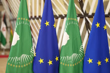 Lors d’un sommet Afrique UE, à Bruxelles, le 17 février 2022. © NICOLAS MAETERLINCK/Belga via AFP