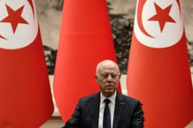 Le président tunisien Kaïs Saïed, lors d’une vsite en Chine, au Grand Hall du Peuple, à Pékin, le 31 mai 2024. © Photo by TINGSHU WANG / POOL / AFP