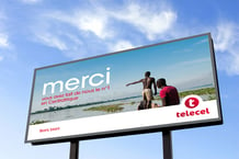 Panneau publicitaire à Bangui, en Centrafrique. © TELECEL