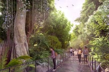 Vue d’artiste du futur parc d’Akuédo, encore en construction. © Niez Studio.