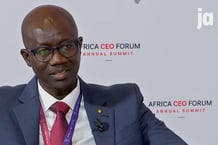 Khadim Bamba Diagne, secrétaire permanent du Comité d’orientation stratégique du pétrole et du gaz, le 12 mai 2025 à Abidjan, lors de l’Africa CEO Forum 2025. © JA