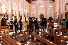 L’un des attentats a eu lieu dans l’église Saint-Sébastien à Negombo, dans le nord de Colombo, le 21 avril 2019 © AFP/STR