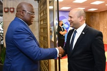 Le président congolais Félix Tshisekedi avec le Premier ministre Naftali Bennett à Jérusalem, le 28 octobre 2021. © Twitter Naftali Bennett