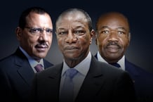 Mohamed Bazoum (G), Alpha Condé (C), Ali Bongo (D). © Montage JA; Vincent Fournier pour JA; Vincent Fournier/JA; Presse Présidence du Gabon