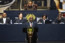 Le président sud-africain, Cyril Ramaphosa, après son élection à la tête du pays, au Cap, le vendredi 14 juin 2024. © Jerome Delay/AP/SIPA