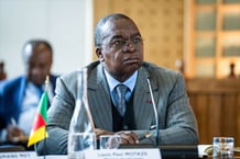 Louis Paul Motaze, ministre camerounais des Finances à Paris, le 25 avril 2023. © Xose Bouzas / Hans Lucas