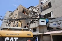 Immeuble de la banlieue sud de Beyrouth, frappé par l’armée israélienne, dans lequel se trouvait Fouad Chokr, responsable militaire du Hezbollah, le 31 juillet 2024. © Anwar AMRO / AFP