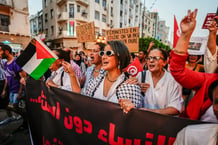 Manifestation en faveur de la libération des militantes et des politiciennes emprisonnées à Tunis, le 13 août 2024. © Yassine Gaidi / ANADOLU / Anadolu via AFP