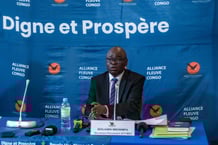Benjamin Mbonimpa, secrétaire permanent du M23 et chef de la délégation rebelle à Doha, lors d’une conférence de presse à Goma, le 3 juillet.