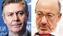 Le flamand Karel de Gucht, commissaire européen et le francophone Louis Michel, député européen © Montage jeuneafrique.com