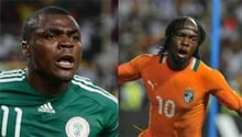 Les buteurs nigérians et ivoiriens Emenike et Gervinho. © Reuters/AFP/Montage J.A.