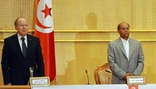 Moncef Marzouki (d) et Mustapha Ben Jafar. © AFP