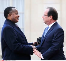 Denis Sassou Nguesso et François Hollande, à l’Élysée, en décembre 2013. © CHRISTOPHE ENA/AP/SIPA