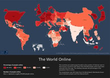 Carte représentant les pays selon le nombre d’habitants connectés à Internet. © Oxford Institute.