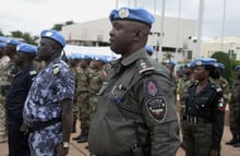 Des soldats de la Minusma, le 1er juillet 2013 à Bamako. © Harouna Traore/AP/SIPA