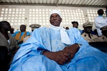 Ici lors d’un meeting à Louga, dans le nord du Sénégal, le 9 février 2012. © Émilie RÉGNIER pour Jeune Afrique