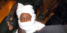 Hissène Habré lors de son procès à Dakar, le 20 juillet 2015. © Ibrahima Ndiaye/AP/SIPA