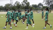 Les Étalons du Burkina Faso à l’entraînement, le 30 janvier 2017, à Libreville, au Gabon. © Sunday Alamba/AP/SIPA