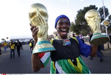 Un fan de foot sud-africain le 22 juin 2010 pendant la Coupe du Monde. © Jerome Delay/AP/SIPA